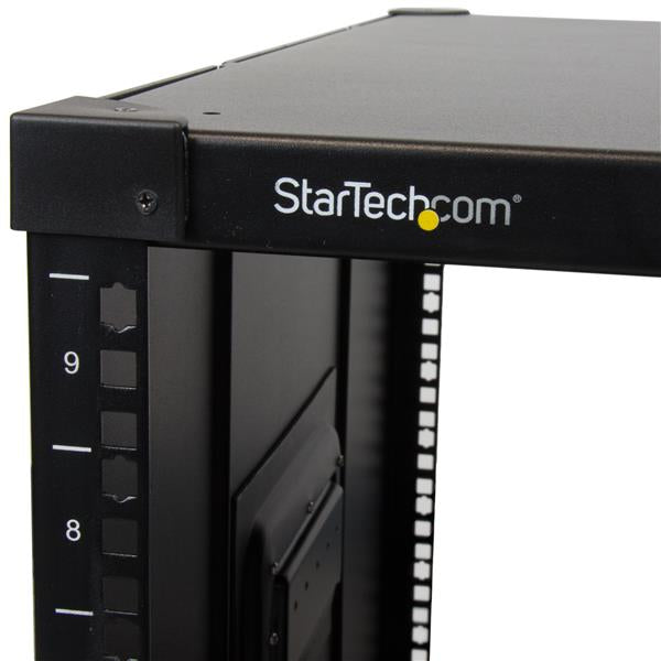 STARTECH 4-Post 9U Mobile Open Frame Server Rack | Network Rack with Wheels | 19" Rolling Rack for Home|Office Narrow Floor Spaces | Small Data Rack for Computer|AV|IT Equipment - TAA (RK960CP) (RK960CP)