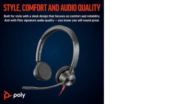 POLY Blackwire 3325 – Wired (3.5mm) / Stereo / Office – On-Ear Headset