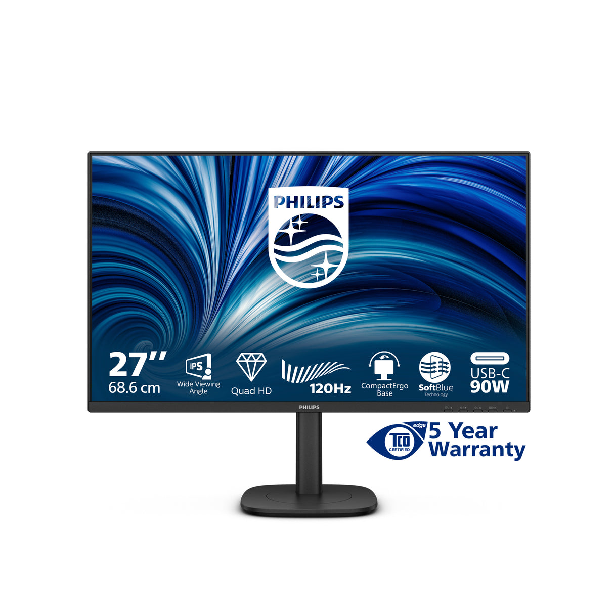Philips 27B2U3601/75 Monitor – 27" / QHD / IPS / 120Hz – Business Monitor