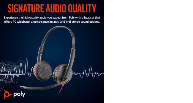 POLY Blackwire 3225 Wired On-ear Stereo Headset