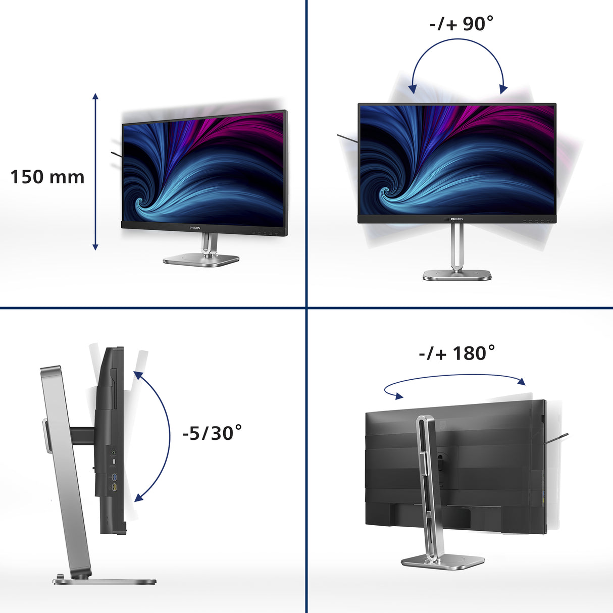 PHILIPS 27B2U4601/75 Monitor – 27" / QHD / IPS / 120Hz – Business Monitor