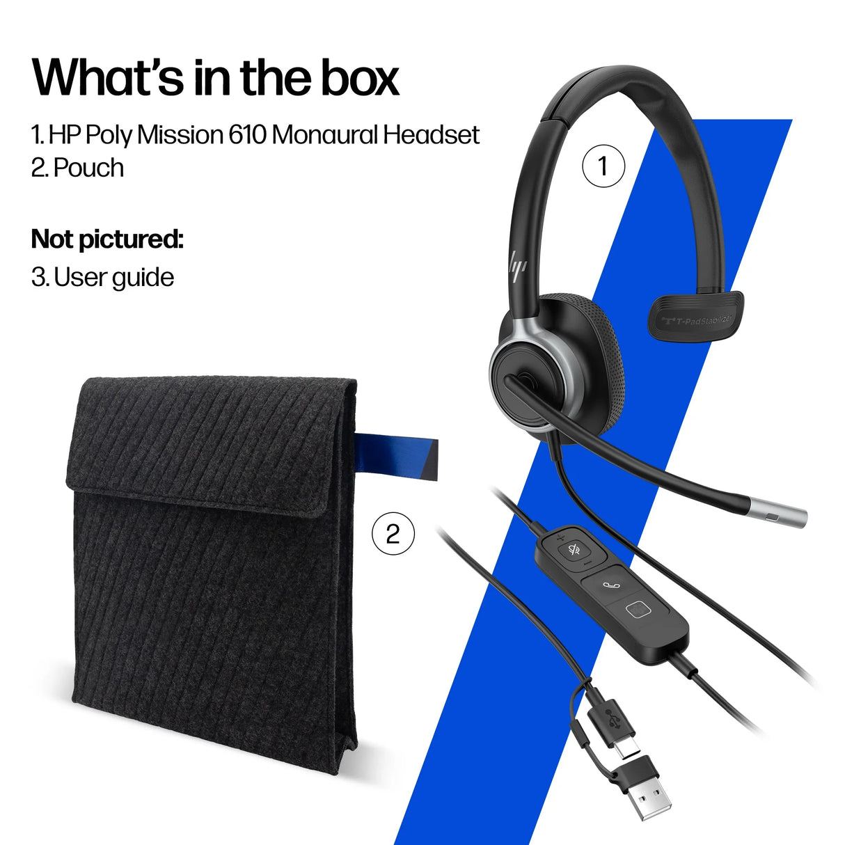 POLY MISSION 615 – Wired (USB-A) / Mono / Office – Head-band Headset