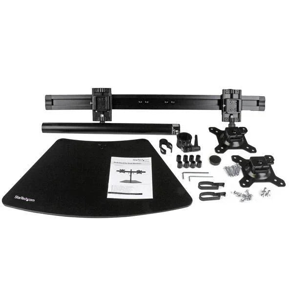STARTECH Dual Monitor Stand - Horizontal - For up to 24" VESA Mount Monitors - Black - Adjustable Computer Monitor Stand for Desk (ARMBARDUO)