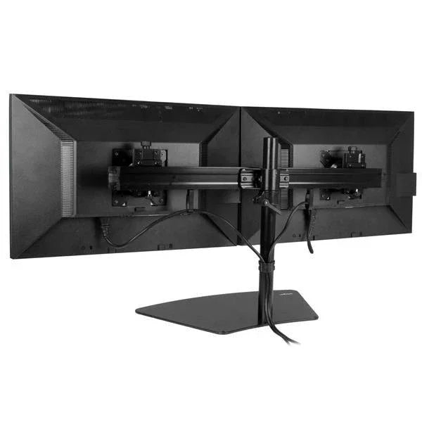 STARTECH Dual Monitor Stand - Horizontal - For up to 24" VESA Mount Monitors - Black - Adjustable Computer Monitor Stand for Desk (ARMBARDUO)
