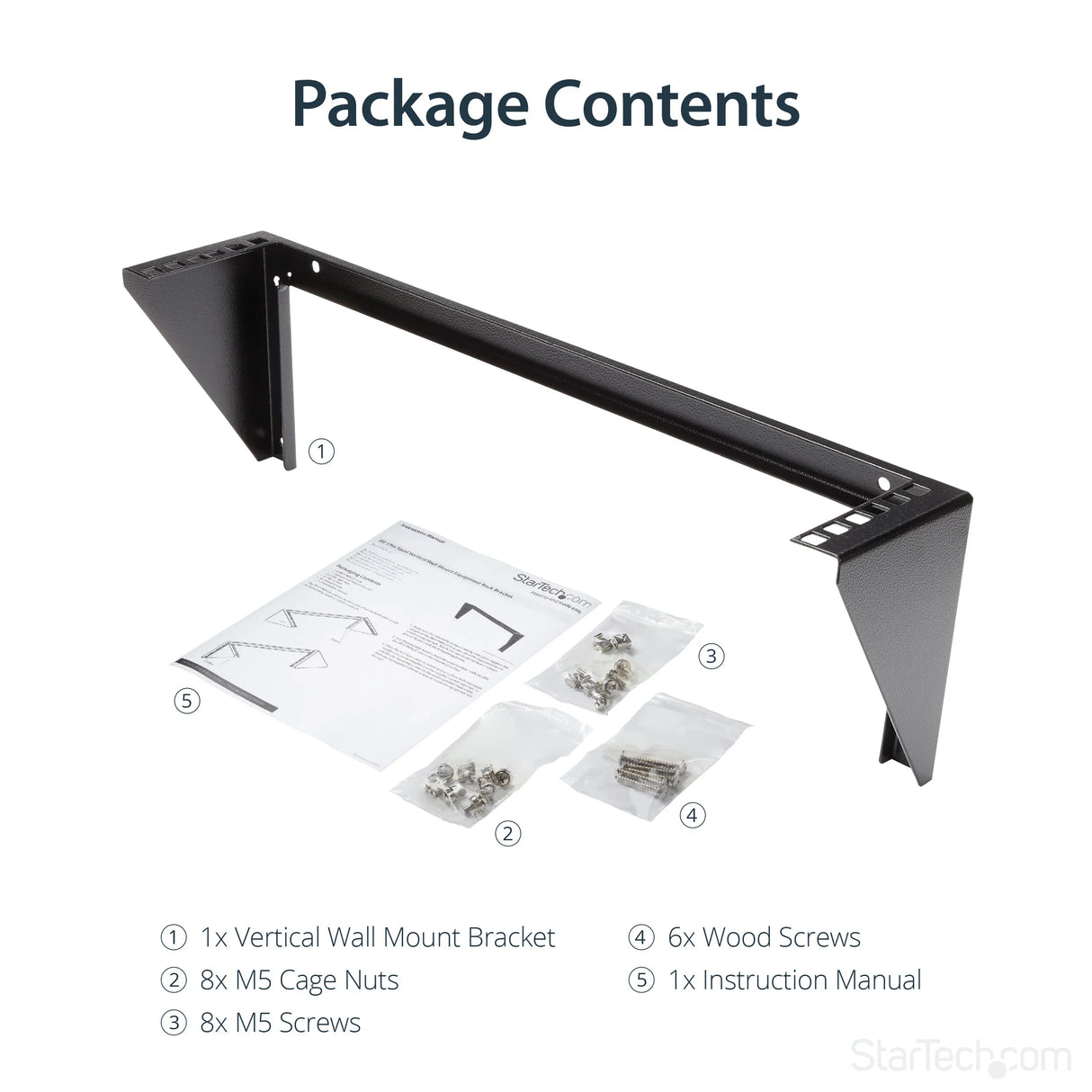 STARTECH 2U Vertical Wall Mount Patch Panel Bracket - Steel Rack Mount Bracket w|Hardware for 19" Network | Server and Data Equipment (RK219WALLV) (RK219WALLV)