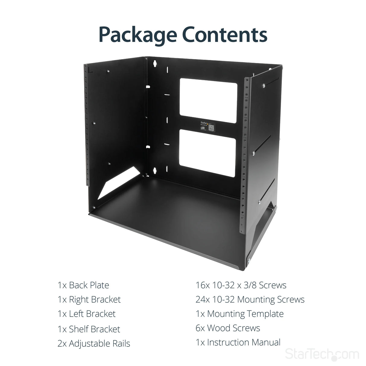 STARTECH 8U Open Frame Wall Mount Network Rack w| Built in Shelf - 2-Post Adjustable Depth (12" to 18") Equipment Rack - 75.2lbs (WALLSHELF8U) (WALLSHELF8U)