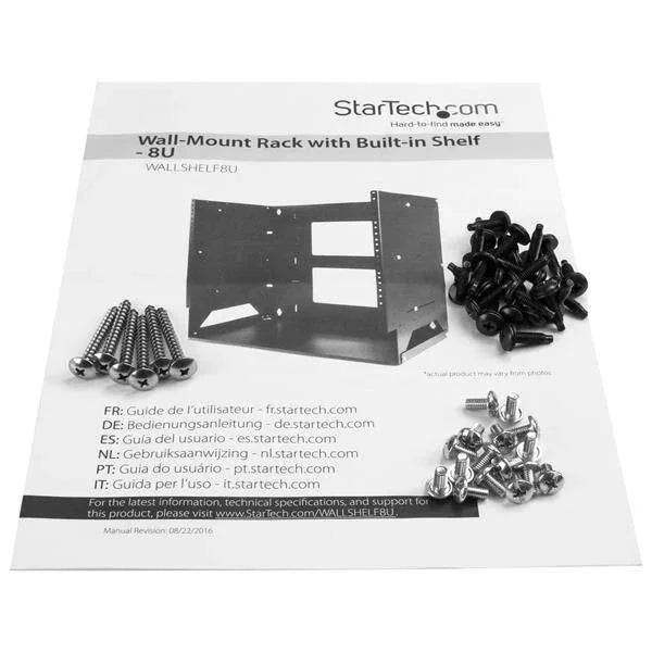 STARTECH 8U Open Frame Wall Mount Network Rack w| Built in Shelf - 2-Post Adjustable Depth (12" to 18") Equipment Rack - 75.2lbs (WALLSHELF8U) (WALLSHELF8U)