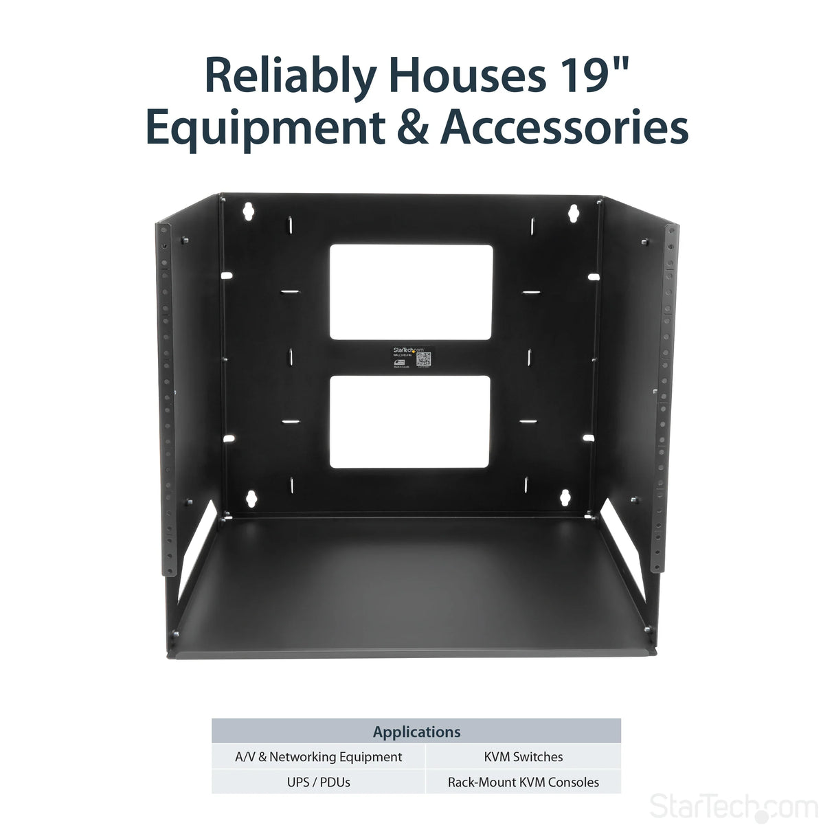 STARTECH 8U Open Frame Wall Mount Network Rack w| Built in Shelf - 2-Post Adjustable Depth (12" to 18") Equipment Rack - 75.2lbs (WALLSHELF8U) (WALLSHELF8U)