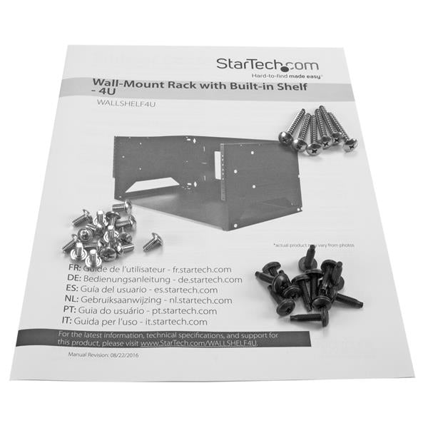 STARTECH 4U Open Frame Wall Mount Network Rack w| Built in Shelf - 2-Post Adjustable Depth (12" to 18") Equipment Rack - 75.2lbs (WALLSHELF4U) (WALLSHELF4U)