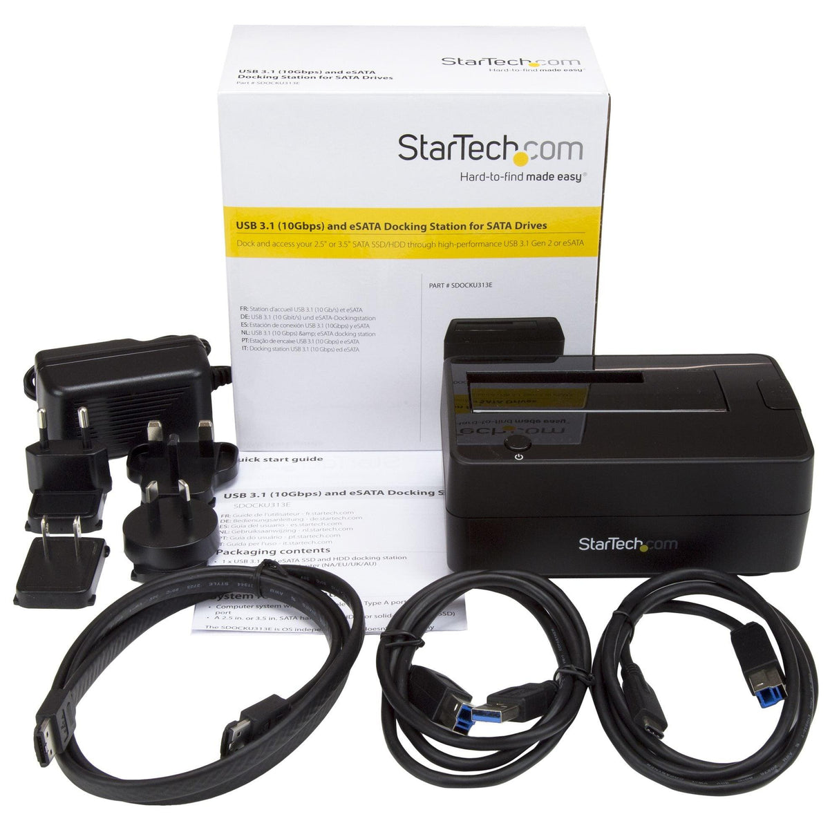 STARTECH Single Bay USB 3.1 | eSATA to SATA Hard Drive Docking Station | USB 3.1 (10 Gbps) Hard Drive Dock | External 2.5|3.5" SATA III HDD|SSD Top-Loading Hard Drive Bay (SDOCKU313E) (SDOCKU313E)