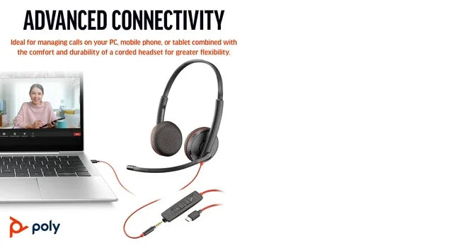POLY Blackwire 3225 – Wired (3.5mm) / Office / On-Ear Headset