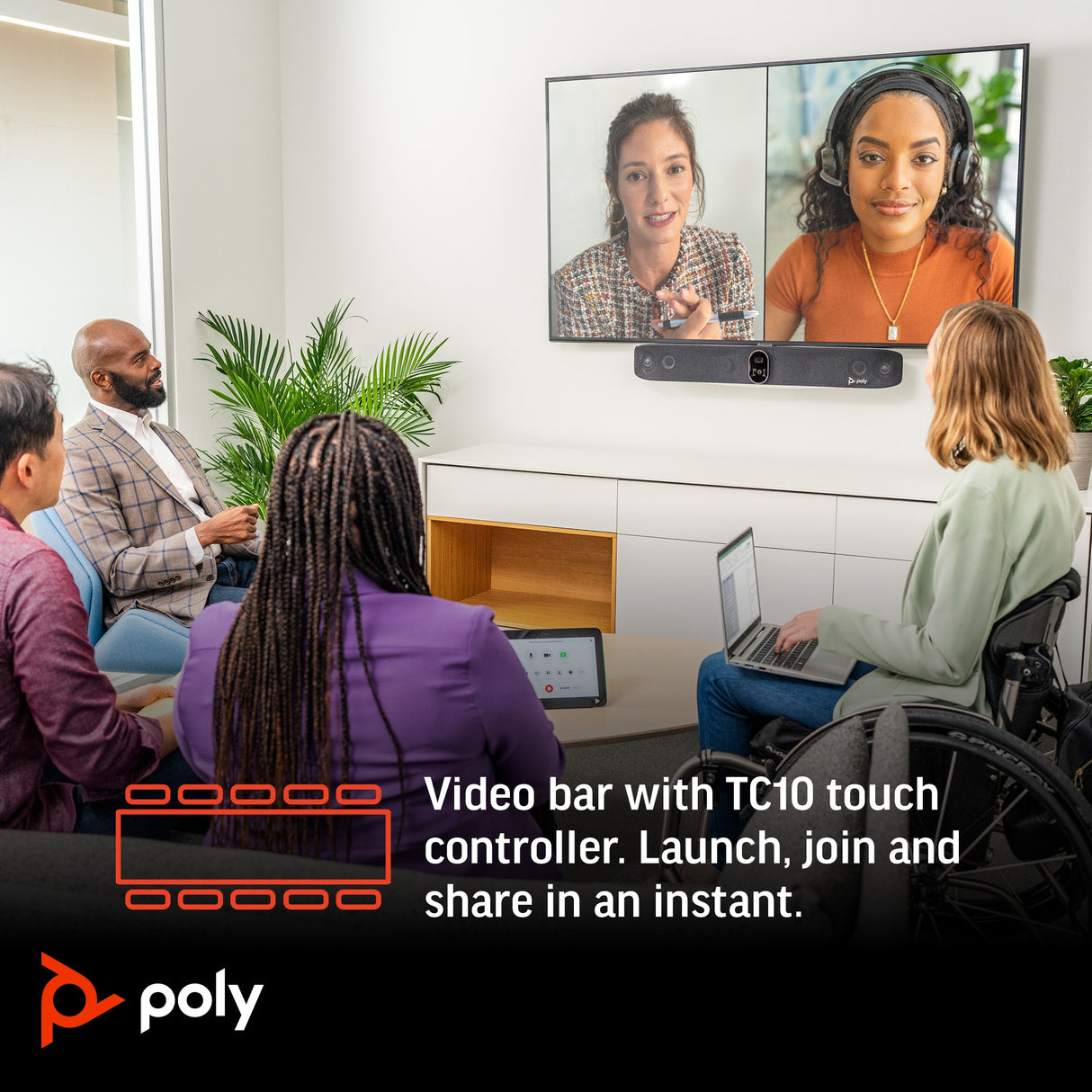 POLY Studio X70 All-In-One TC10 Controller Kit Group Video Conferencing System (8")