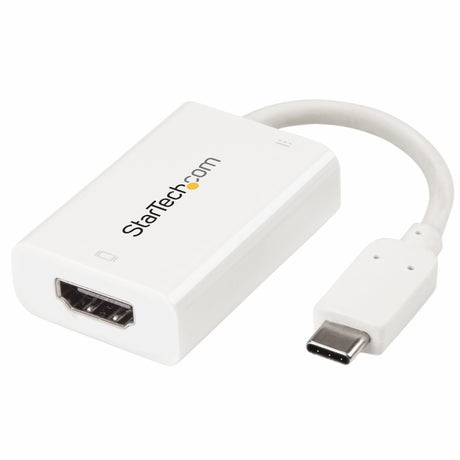 STARTECH USB C to HDMI 2.0 Adapter with Power Delivery - 4K 60Hz USB Type-C to HDMI Display Video Converter - 60W PD Pass-Through Charging Port - Thunderbolt 3 Compatible - White (CDP2HDUCPW) (CDP2HDUCPW) STARTECH