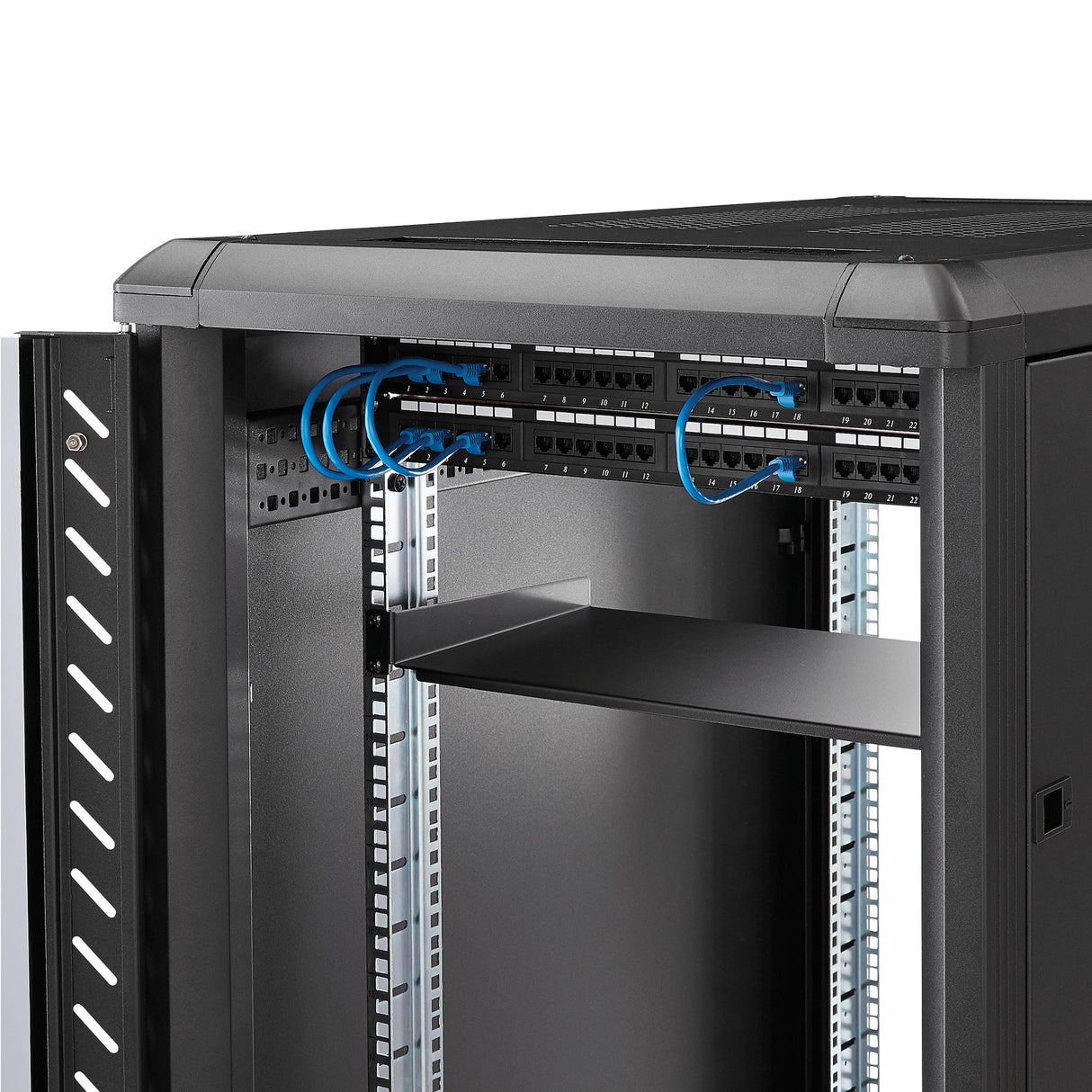 STARTECH 1U Fixed Server Rack Mount Shelf - 10in Deep Steel Universal Cantilever Tray for 19" AV| Network Equipment Rack - Heavy Duty Steel - Weight Capacity 44lbs|20kg | Black (CABSHELF1U10) (CABSHELF1U10)