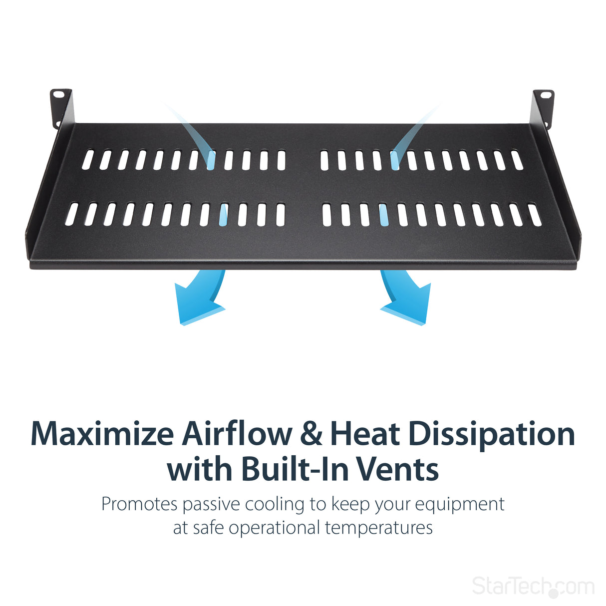 STARTECH 1U Server Rack Shelf - Universal Vented Rack Mount Cantilever Tray for 19" Network Equipment Rack & Cabinet - Heavy Duty Steel - Weight Capacity 50lb|23kg - 10" Deep | Black (CABSHELFV1U) (CABSHELFV1U)