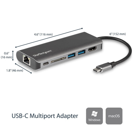 STARTECH USB C Multiport Adapter, Portable USB