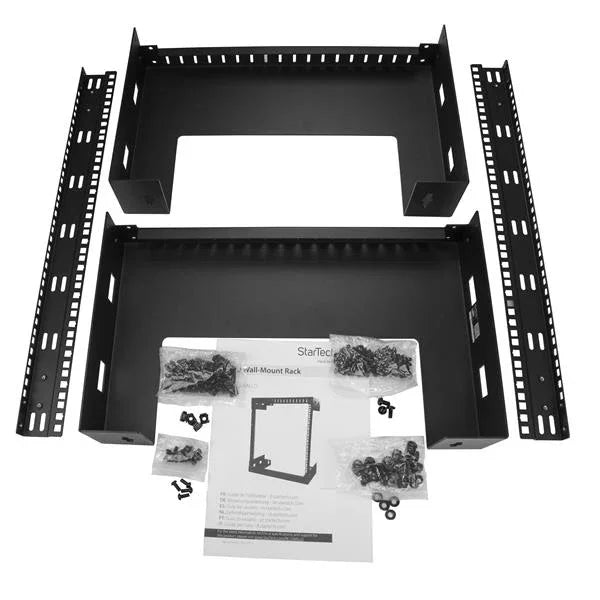 STARTECH 12U 19" Wall Mount Network Rack - 12" Deep 2 Post Open Frame Server Room Rack for Data|AV|IT|Computer Equipment|Patch Panel with Cage Nuts & Screws 200lb Capacity | Black (RK12WALLO) (RK12WALLO)