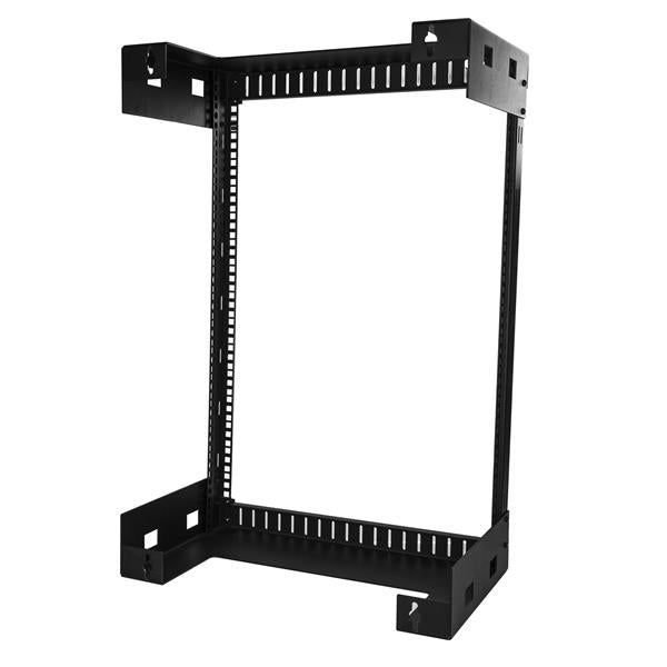 STARTECH 15U 19" Wall Mount Network Rack - 12" Deep 2 Post Open Frame Server Room Rack for Data|AV|IT|Computer Equipment|Patch Panel with Cage Nuts & Screws 200lb Capacity | Black (RK15WALLO) (RK15WALLO)