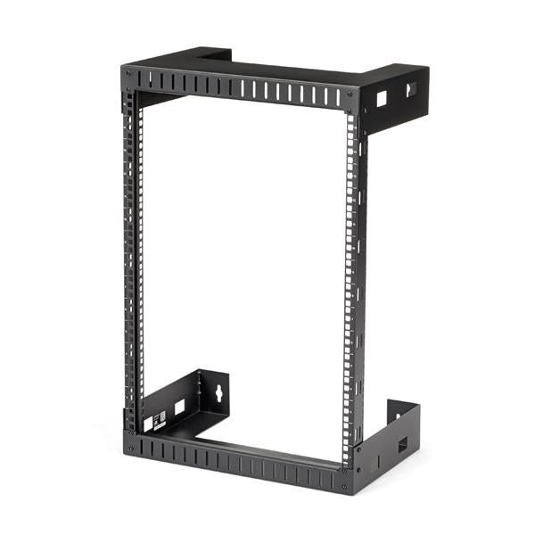 STARTECH 15U 19" Wall Mount Network Rack - 12" Deep 2 Post Open Frame Server Room Rack for Data|AV|IT|Computer Equipment|Patch Panel with Cage Nuts & Screws 200lb Capacity | Black (RK15WALLO) (RK15WALLO)