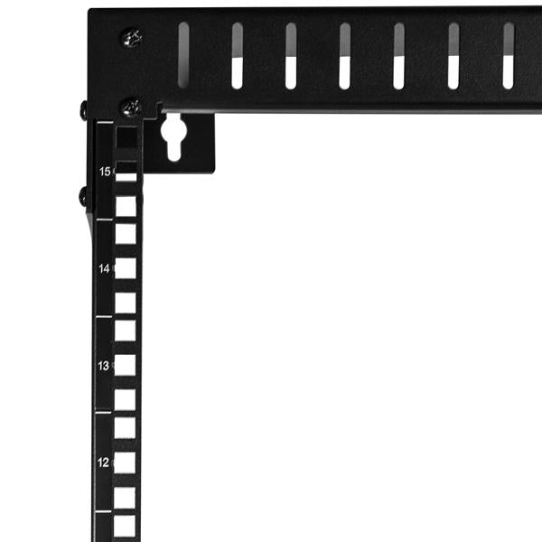 STARTECH 15U 19" Wall Mount Network Rack - 12" Deep 2 Post Open Frame Server Room Rack for Data|AV|IT|Computer Equipment|Patch Panel with Cage Nuts & Screws 200lb Capacity | Black (RK15WALLO) (RK15WALLO)