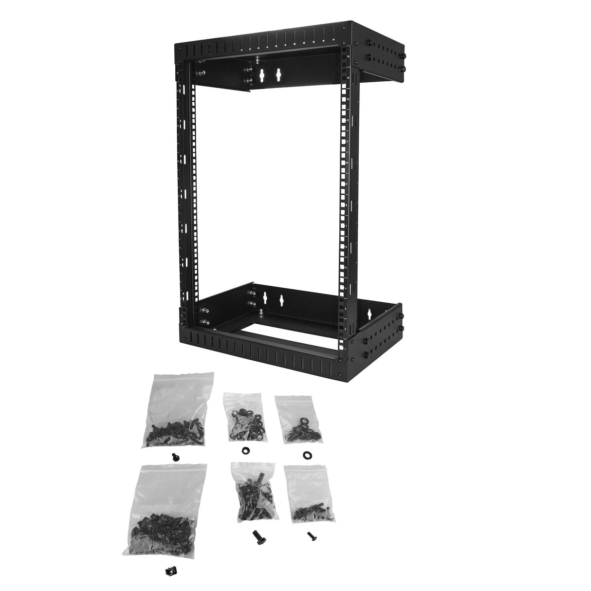STARTECH 15U 19" Wall Mount Network Rack - Adjustable Depth 12-20" 2 Post Open Frame Server Room Rack for AV|Data| IT Communication|Computer Equipment|Switch w|Cage Nuts & Screws (RK15WALLOA) (RK15WALLOA)