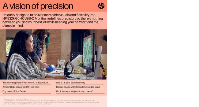 HP E32k G5 4K computer monitor (31.5") 4K Ultra HD Black