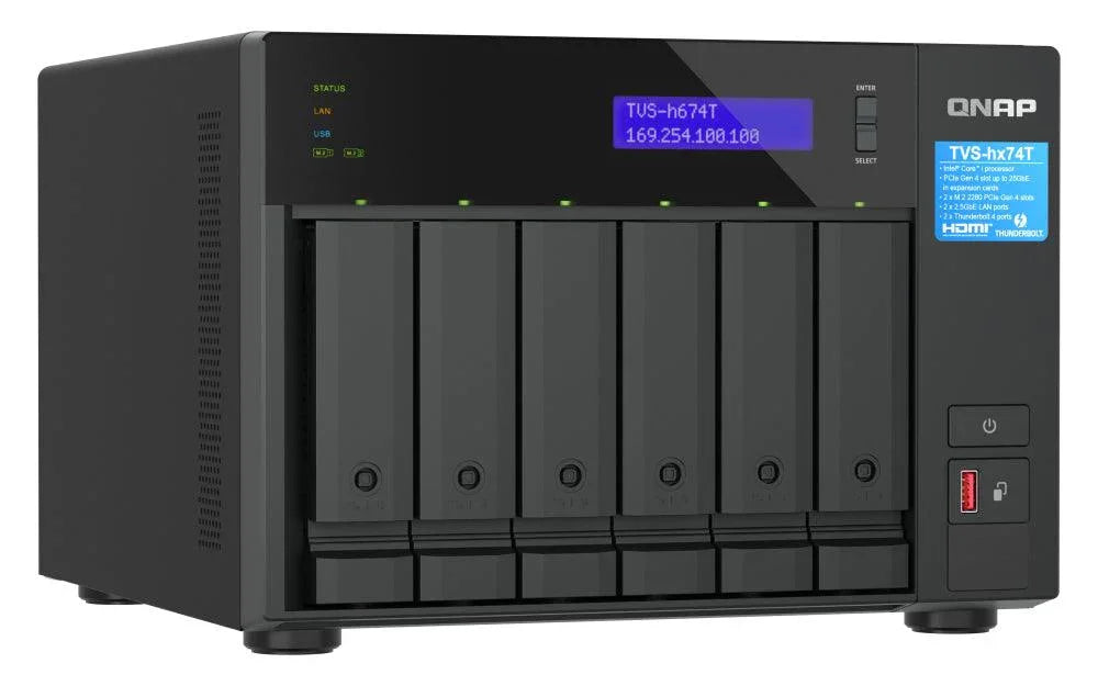 QNAP i5-12400 | Intel UHD Graphics 730 |32 GB SODIMM DDR4 | 5GB Flash | 6 x 3.5" SATA | 2 x M.2 | 6.36 kg (TVS-H674T-I5-32G)