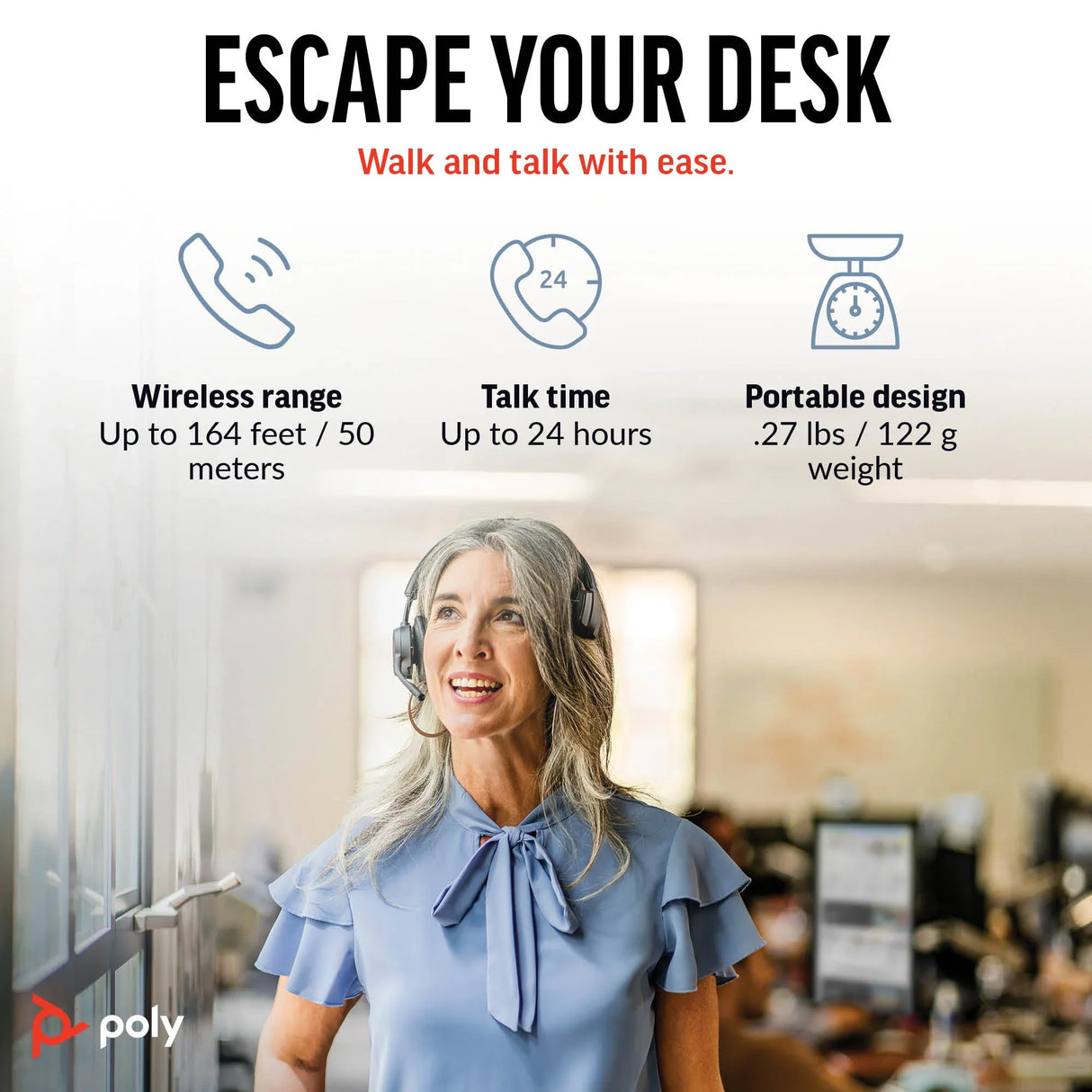 POLY Voyager 4310 UC – Bluetooth / Mono / Office – Ear-hook Headset