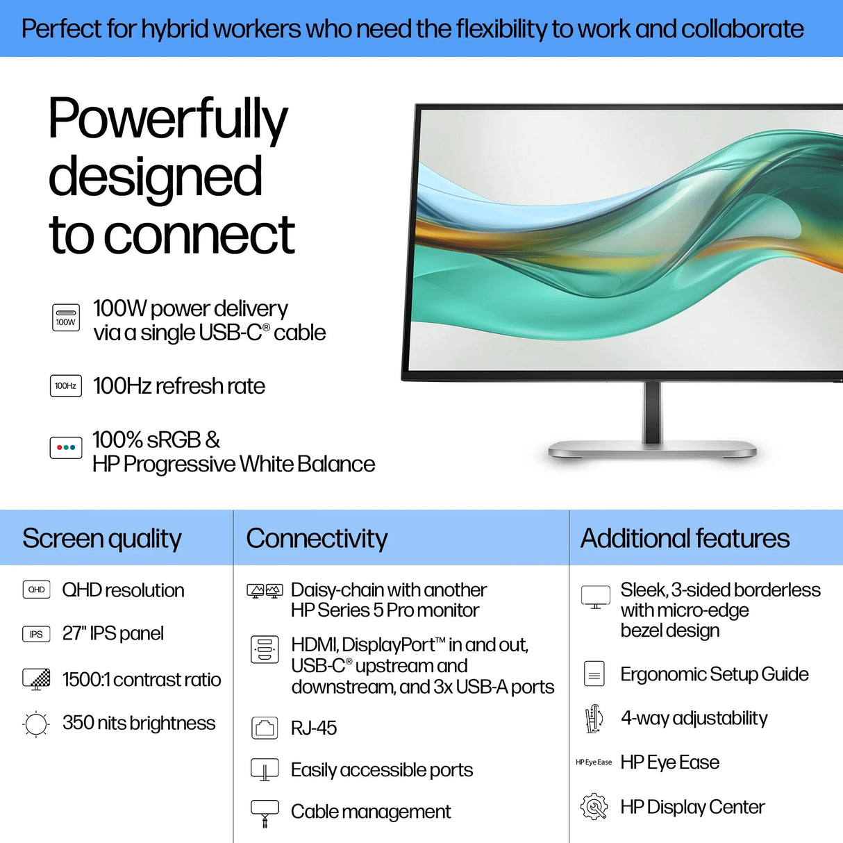 HP 527pu Monitor – 27" / QHD / IPS / 60Hz – Business Monitor