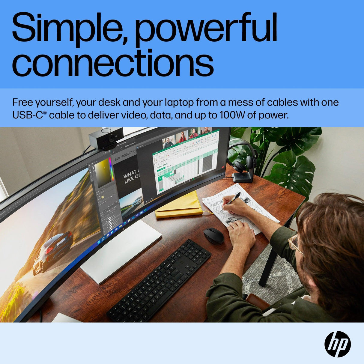 HP E45c Monitor – 44.5" / DQHD / VA / 60Hz – Business Monitor