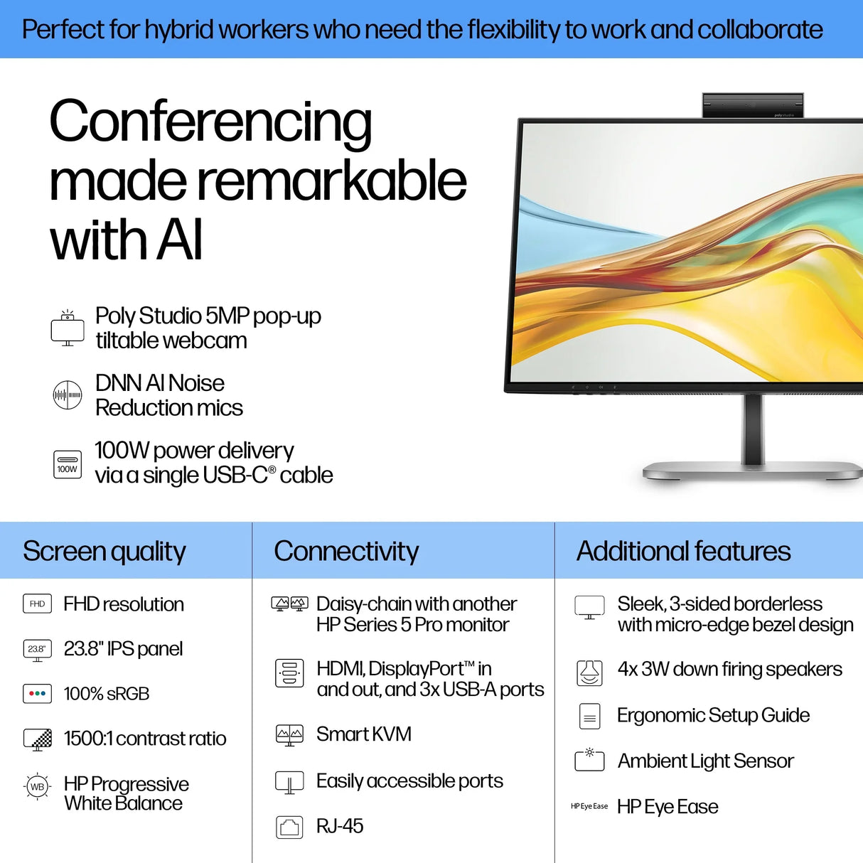 HP 524pm Monitor – 23.8" / Full HD / IPS / 60Hz – Business Monitor