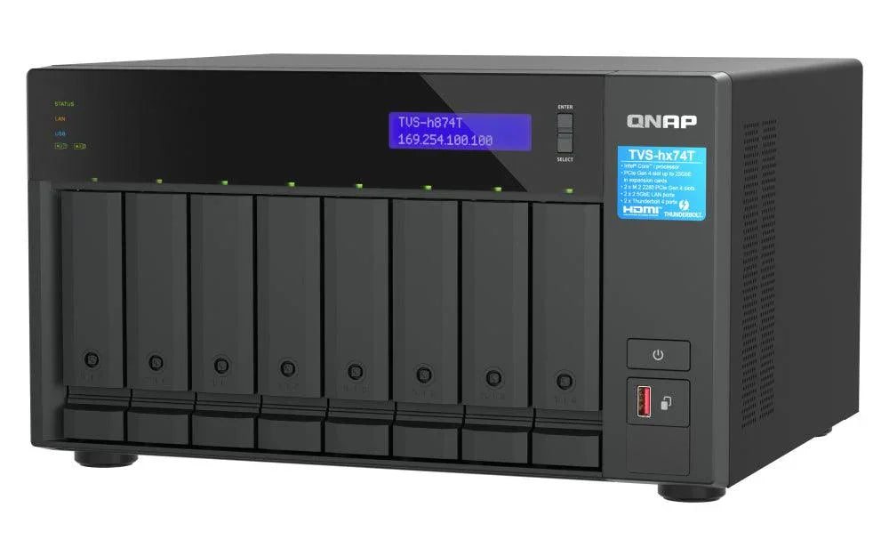 QNAP i7 | Intel UHD Graphics 770 | 32 GB SODIMM DDR4 | 5GB Flash | 8 x 3.5" SATA | 2 x M.2 | 7.34 kg (TVS-H874T-I7-32G)