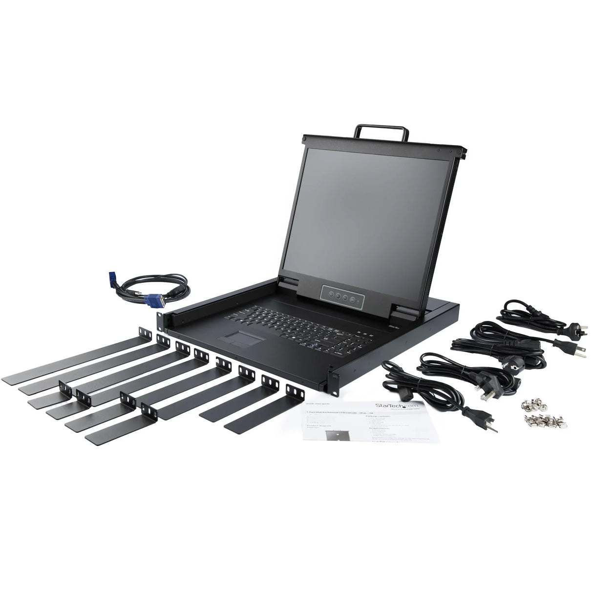 STARTECH Rackmount KVM Console - Single Port VGA KVM with 17" LCD Monitor for Server Rack - Fully Featured Universal 1U LCD KVM Drawer w|Cables & Hardware - USB Support - 50 |000 MTBF (RKCONS1701) (RKCONS1701)