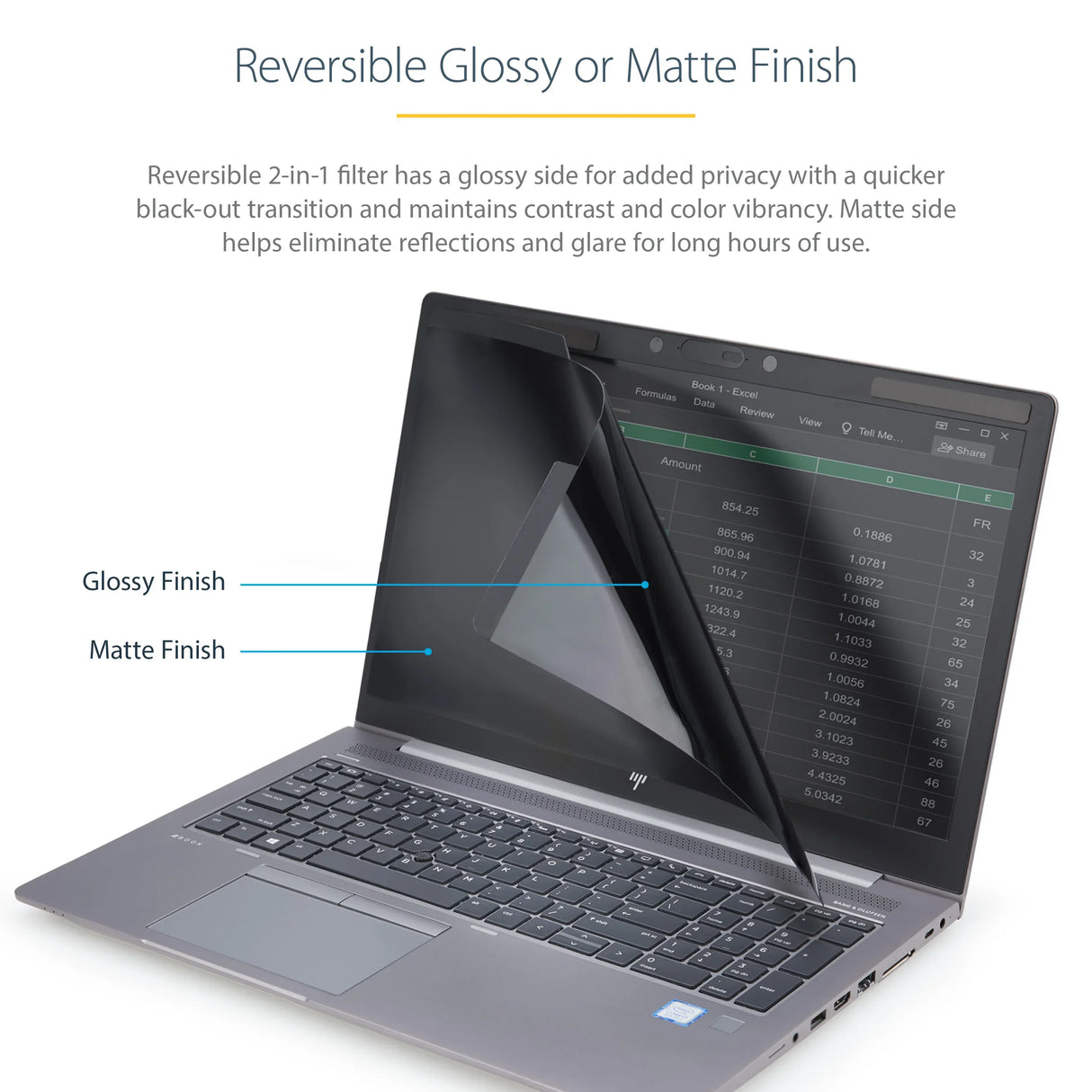 STARTECH PRIVSCNLT15 – 15.6" / 16:9 / 2-Way Privacy – Laptop Magnetic Blue Light Reduction Privacy Filter