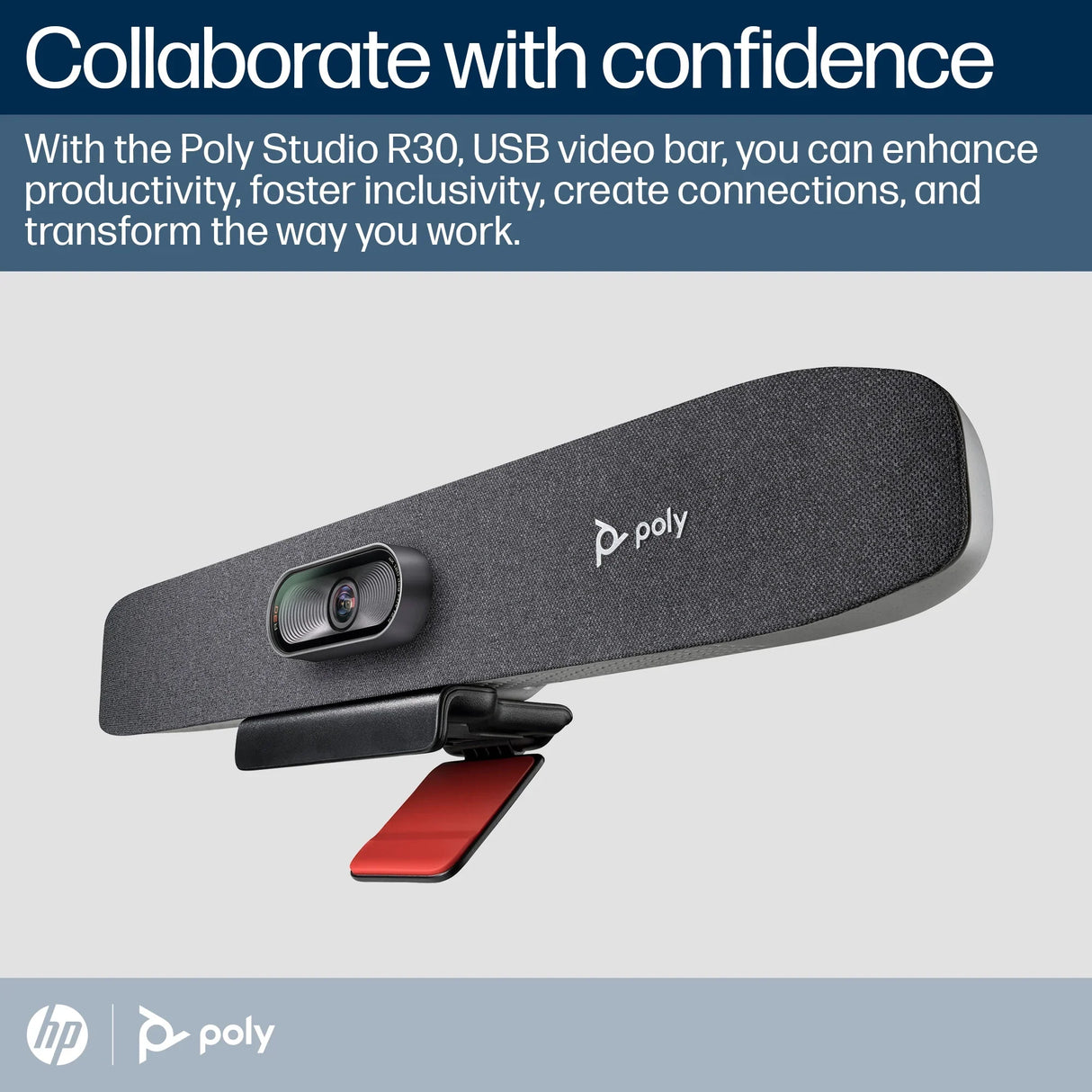 POLY Studio R30 – Full HD (1080p) / 120° Wide-Angle / 8-Mic Array – UC Conference Camera