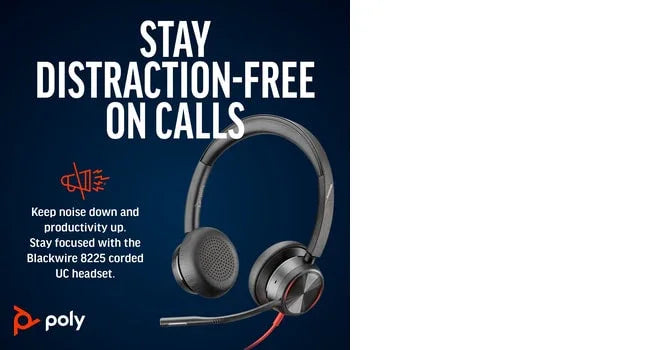 POLY Blackwire 8225 – Wired (USB-A) / Stereo / Office – On-Ear Headset with ANC