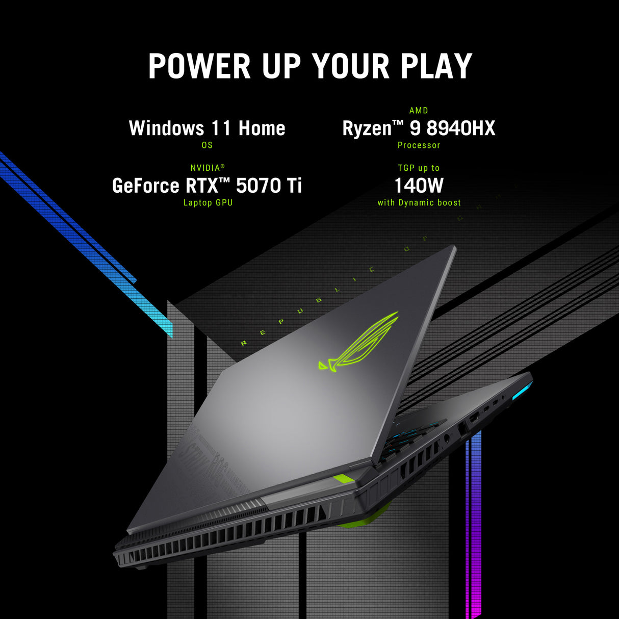 ASUS ROG Strix G614PR-RV016W Laptop – Ryzen 9 8940HX / 16GB DDR5 / 1TB SSD / RTX 5070 Ti – Sustainable Business Laptop