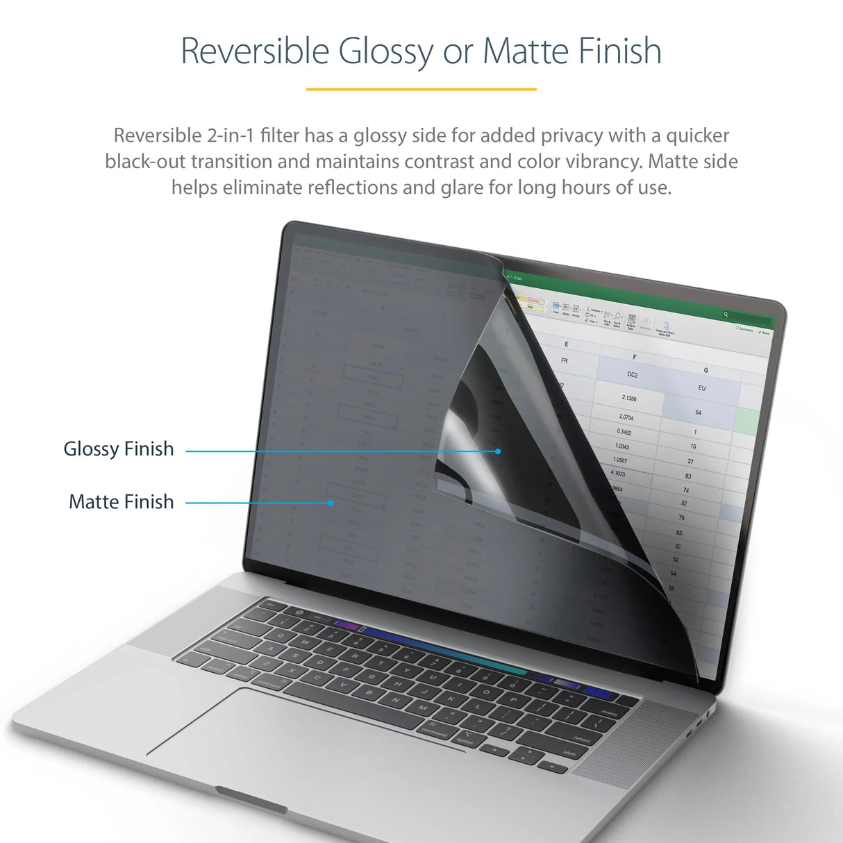 STARTECH 16" MacBook Pro – 16:10 / 2-Way Privacy – Laptop Privacy Filter – Frameless – Blue Light Reduction & Anti-Glare