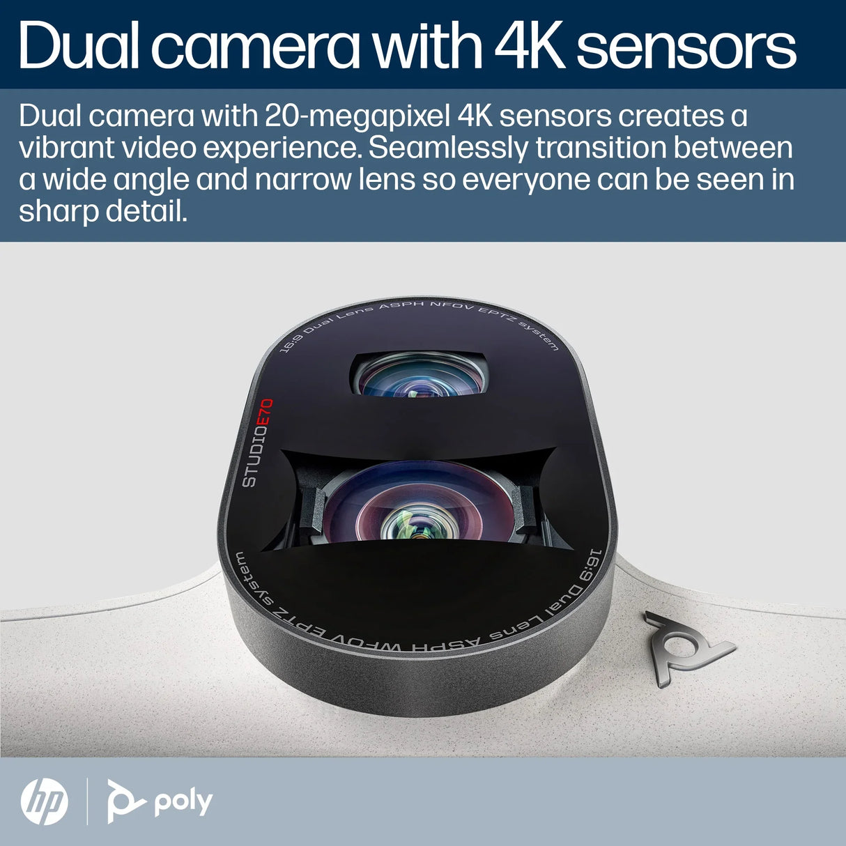 POLY Studio E70 – 4K Ultra HD / 120° Wide-Angle / AI-powered Features – Zoom Certified Conference Camera