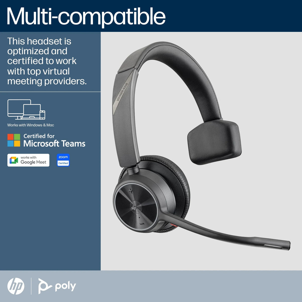 POLY Voyager 4310 – Bluetooth / Mono / Office / UC – Headset