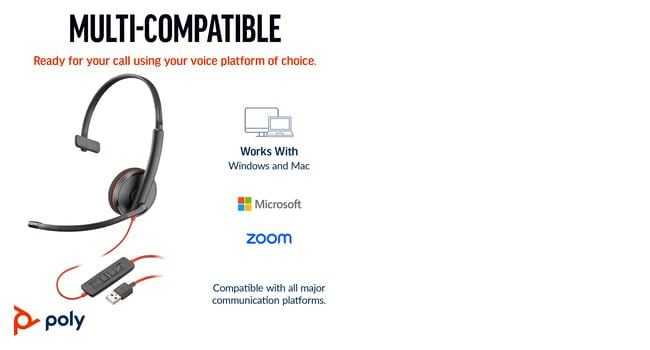 POLY Blackwire 3210 Wired On-ear Mono