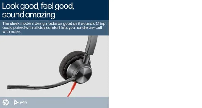 POLY Blackwire 3320 – Wired (USB-A) / Stereo / MS Teams Certified – On-Ear Headset