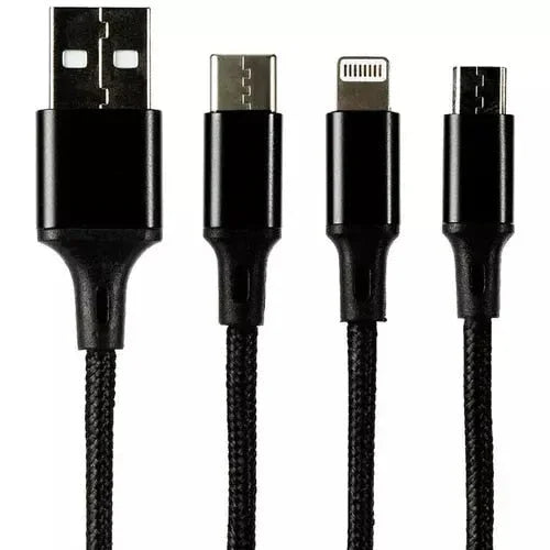 OUR PURE PLANET 3-in-1 Cable 1m Black