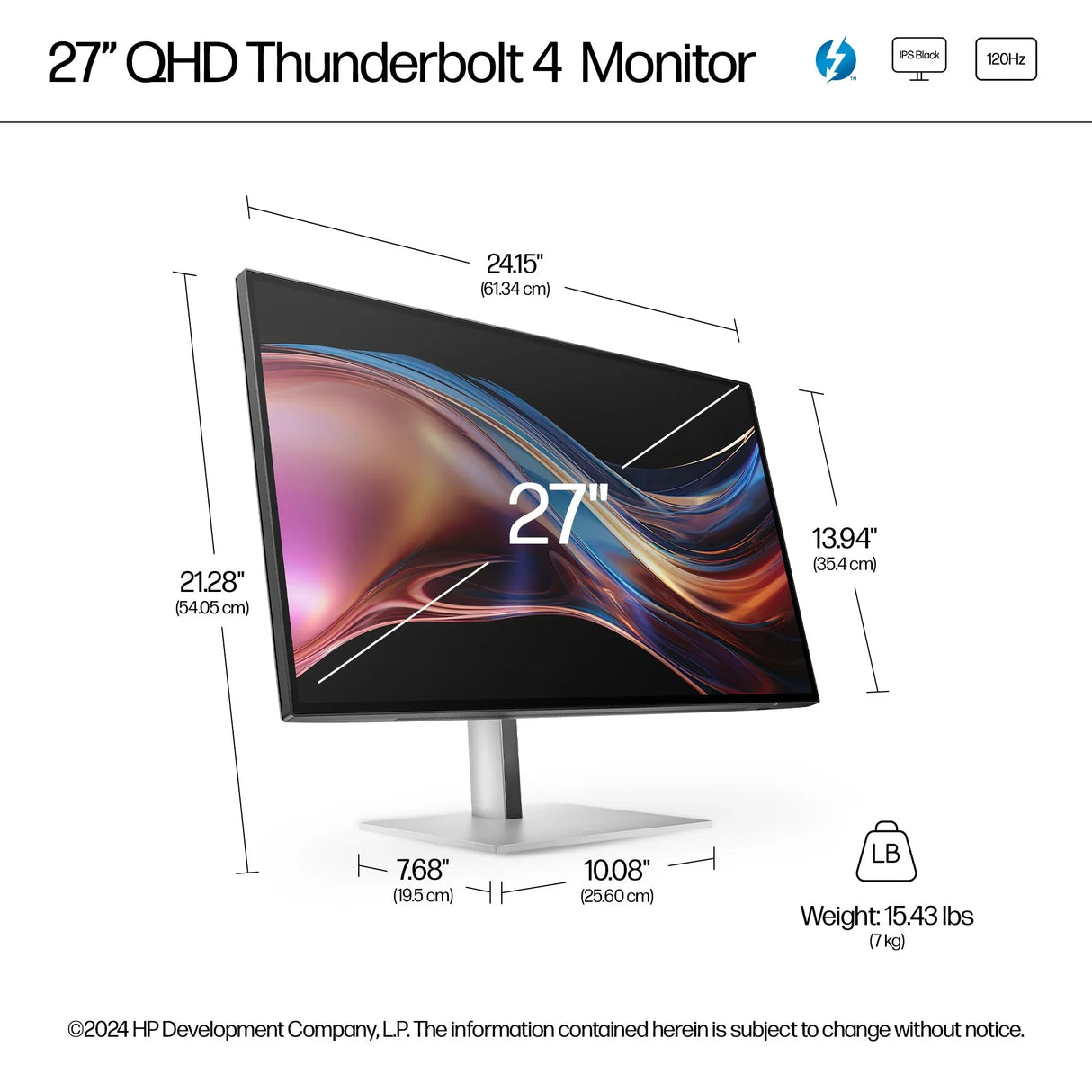 HP 727PU Monitor – 27" / QHD / IPS / 120Hz – Business Monitor