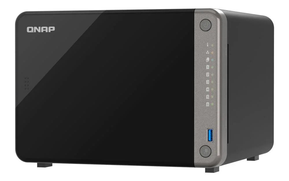 QNAP 8-C ARM Cortex 64-bit | 8 GB RAM | 4 GB Flash | ARM Mali-G610 MC4 | 6 x 3.5" SATA 6Gb|s | 120W | 171 x 235 x 226 mm (TS-AI642-8G)