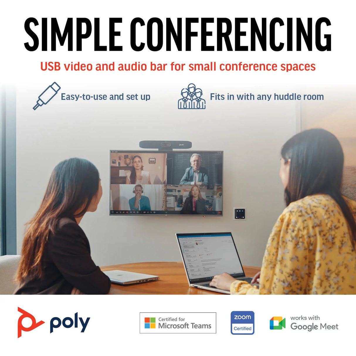 POLY Studio R30 – Full HD (1080p) / 120° Wide-Angle / 8-Mic Array – UC Conference Camera