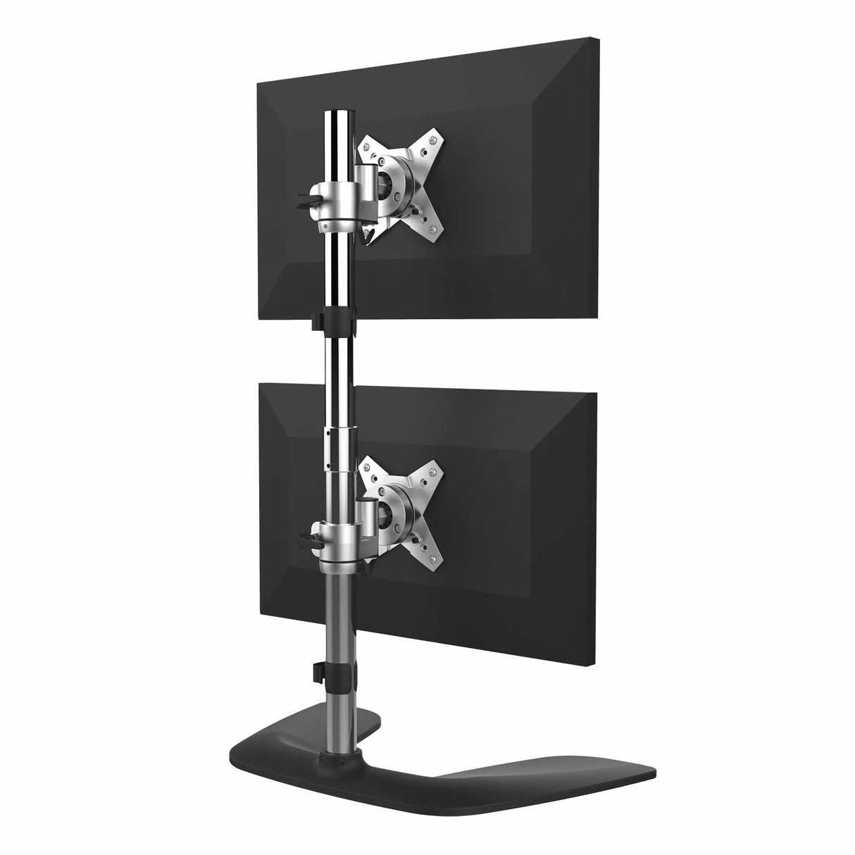 STARTECH Vertical Dual Monitor Stand - Ergonomic Desktop Stacked Two Monitor Stand up to 27" VESA Mount Displays - Free Standing Universal Monitor Mount - Height Adjustable - Silver (ARMDUOVS) (ARMDUOVS)