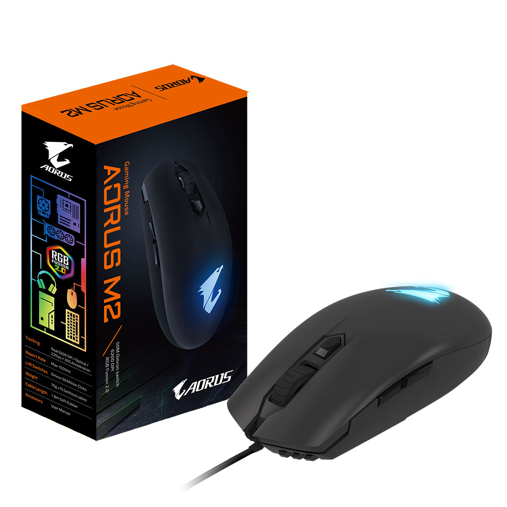 GIGABYTE AORUS M2 – Wired USB / 6200 DPI / RGB – Gaming Mouse