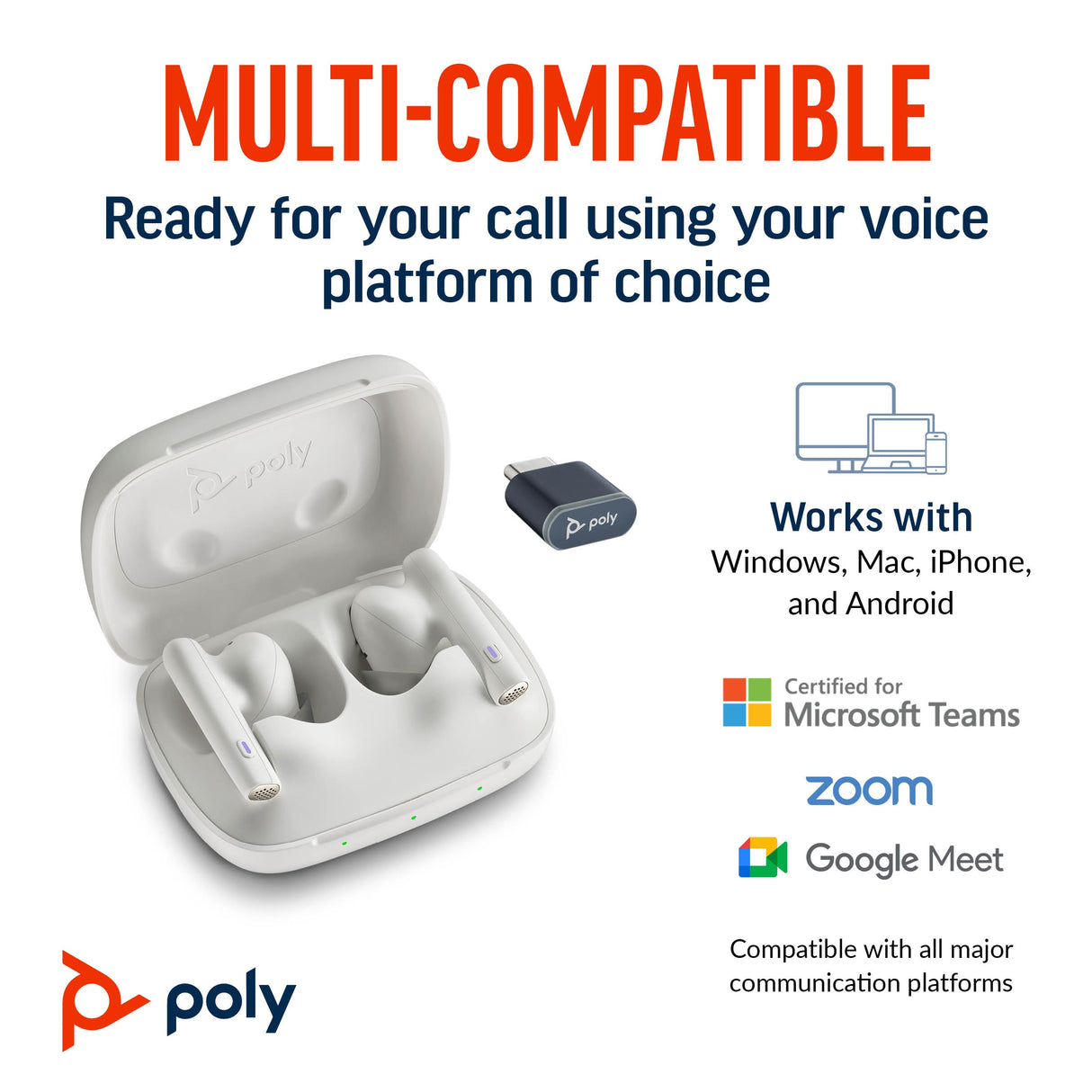 POLY Voyager Free 60 UC M BT700 USB-C Basic Charge Case Headset