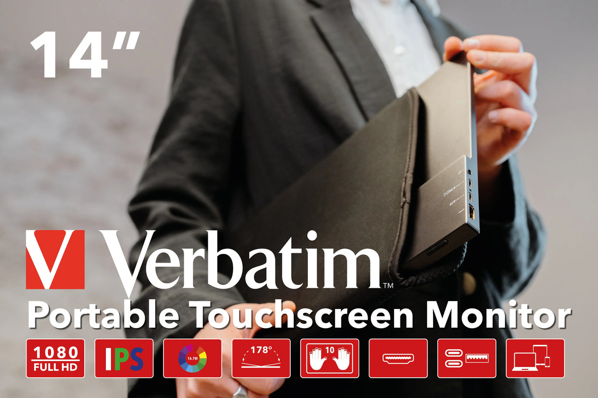 VERBATIM 49591 Monitor – 14" / Full HD / IPS / 60Hz – Business Monitor